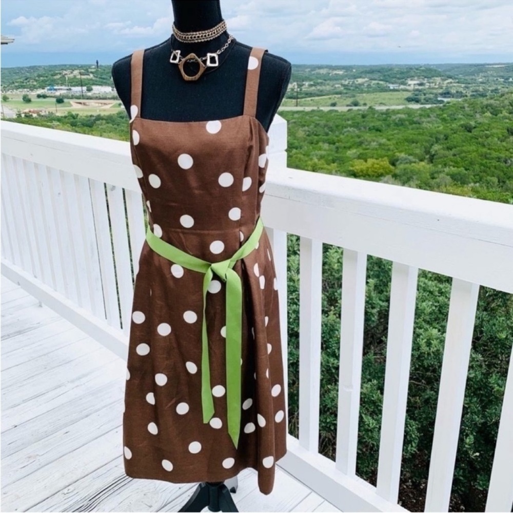 Jessica Howard Brown Polka Dot Midi Dress